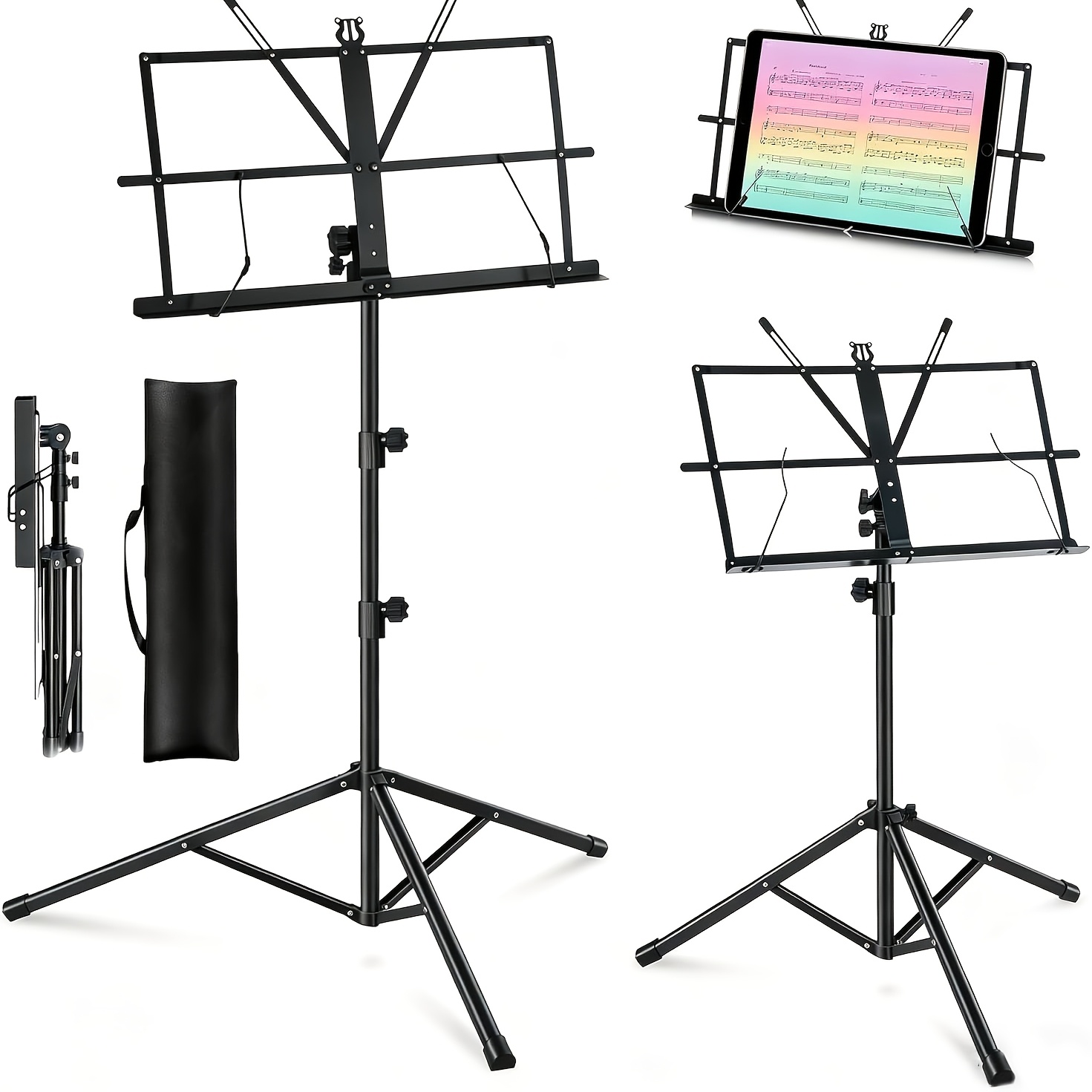 Music Stand Folding - 2-in-1 Foldable & Portable Sheet Music
