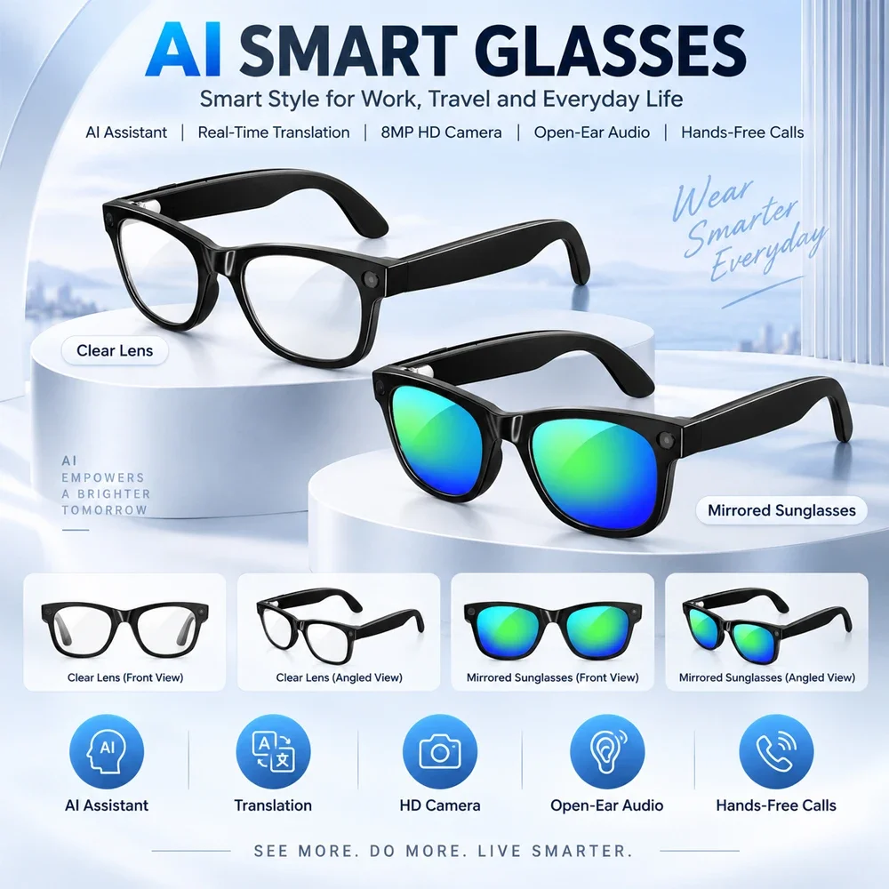 MT5-mini Smart Glasses 800W HD - đánh giá và giá Audio Music Free Online