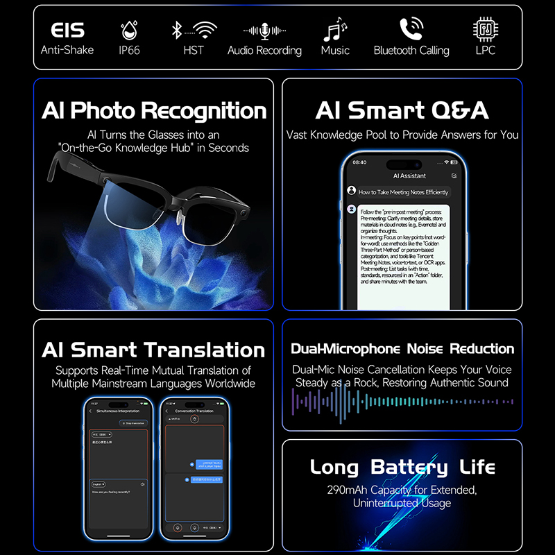 W630 Smart Glasses 800W HD Cam - đánh giá và giá Audio Music Videos